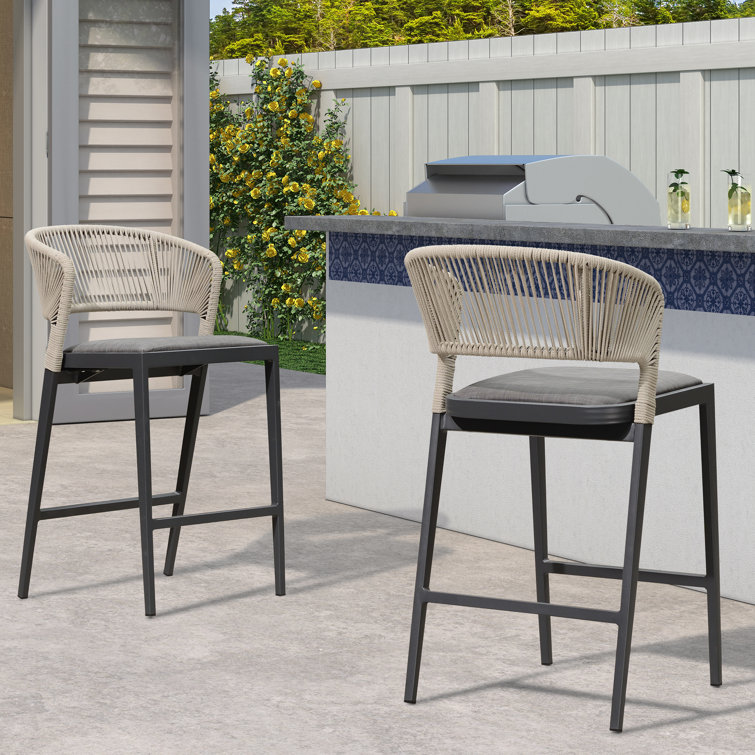Corrigan Studio® Patio Bar Stool with Cushion Wayfair